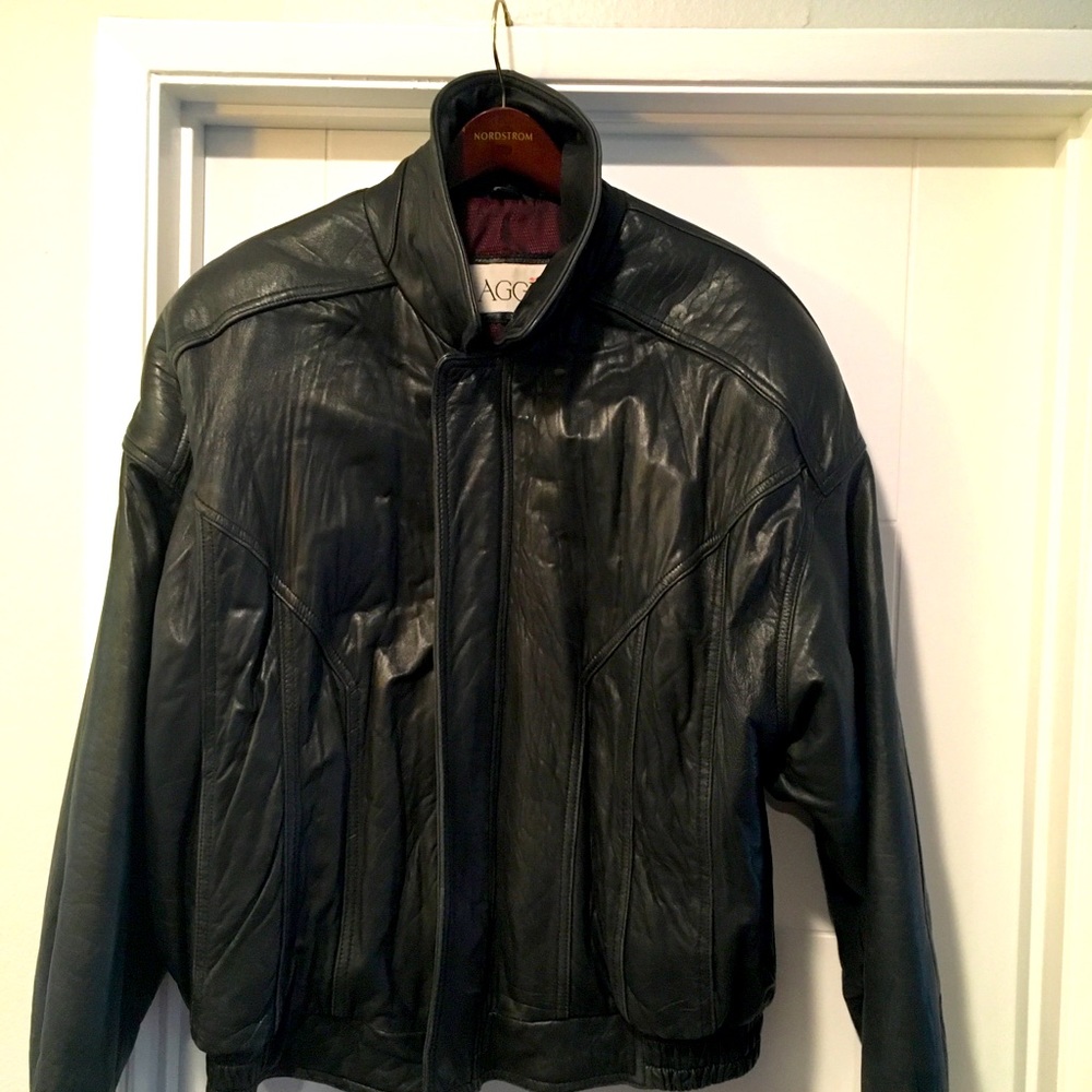 Leather bomber jacket.
